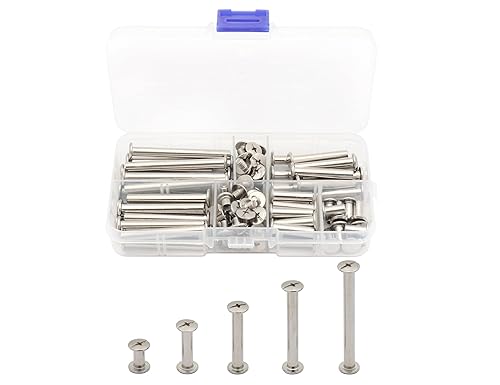 Miniatura 7 de LBY 100 tornillos Phillips Chicago, tornillos de fijación, M5 x 102030401.969 in, kit surtido de barriles de encuadernación y tornillos, para