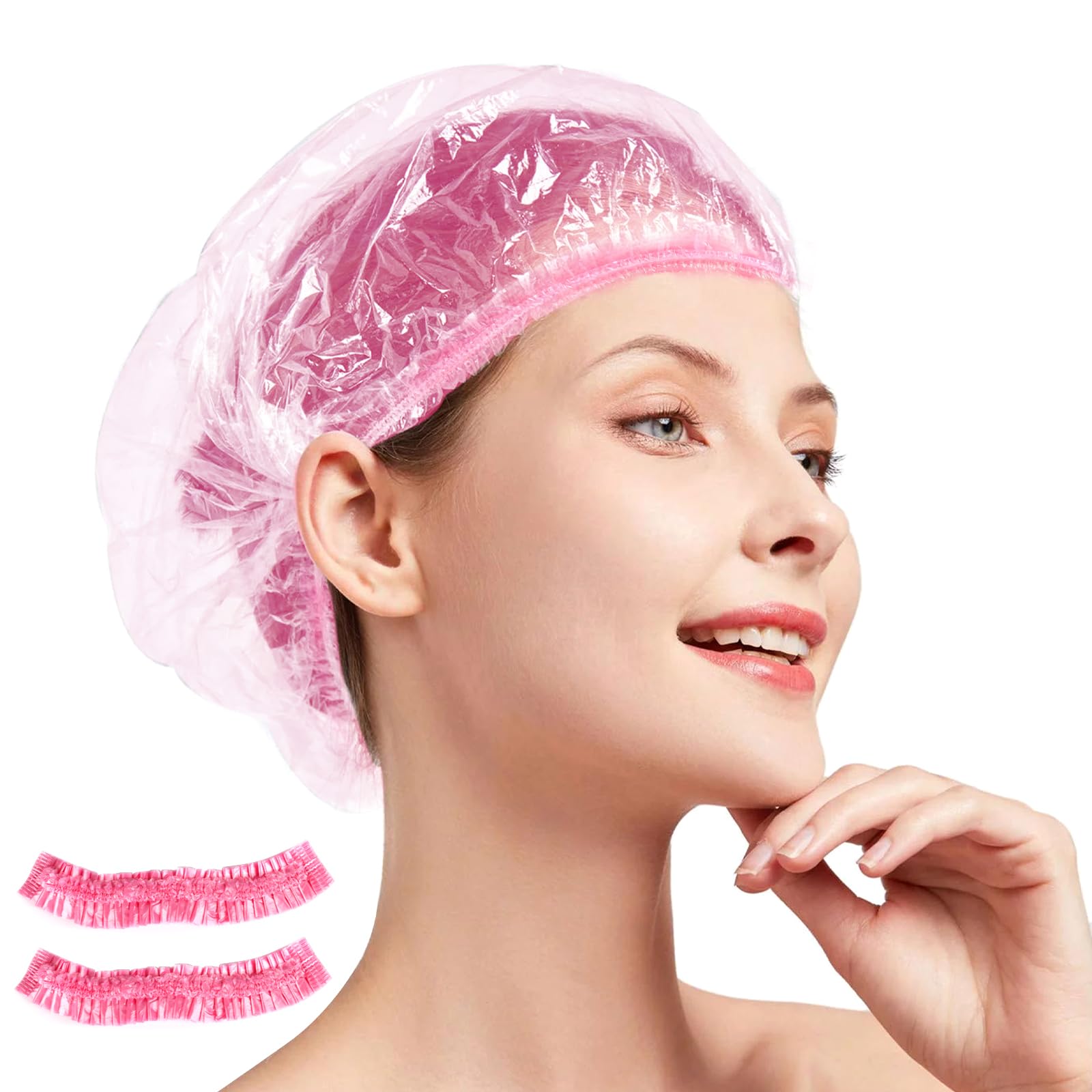 PBUSPU 200PCS Gorros de Ducha Desechable, Orros de Baño Elásticos Gruesos de Plástico,para Salón de Peluquería a Domicilio y Hotel, Coloración, Ducha, Baño, spa, Peluquería