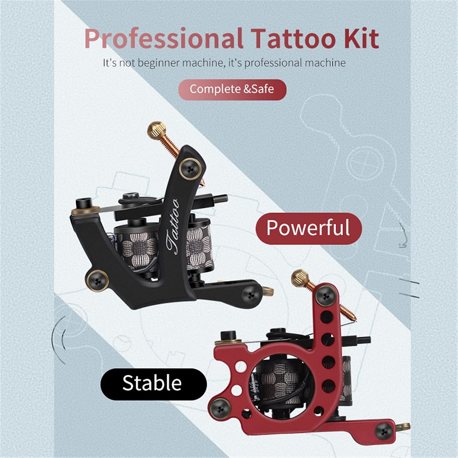 Complete Tattoo Kit Coil Tattoo Machine Set Tattoo Power Supply Needles Professional Tattoo Machine Kit for Beginner Starter,Set b