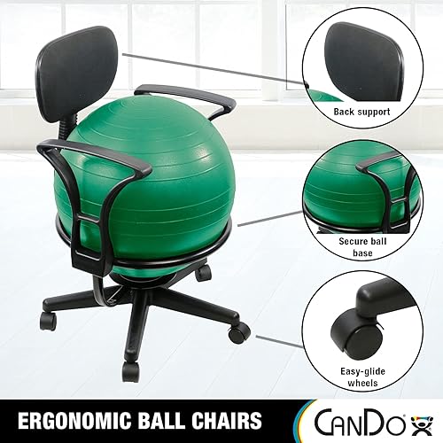 Miniatura 4 de CanDo Silla de bola de metal  Silla de bola de ejercicio ergonómica inflable con bomba de aire para el hogar, la oficina y el aula