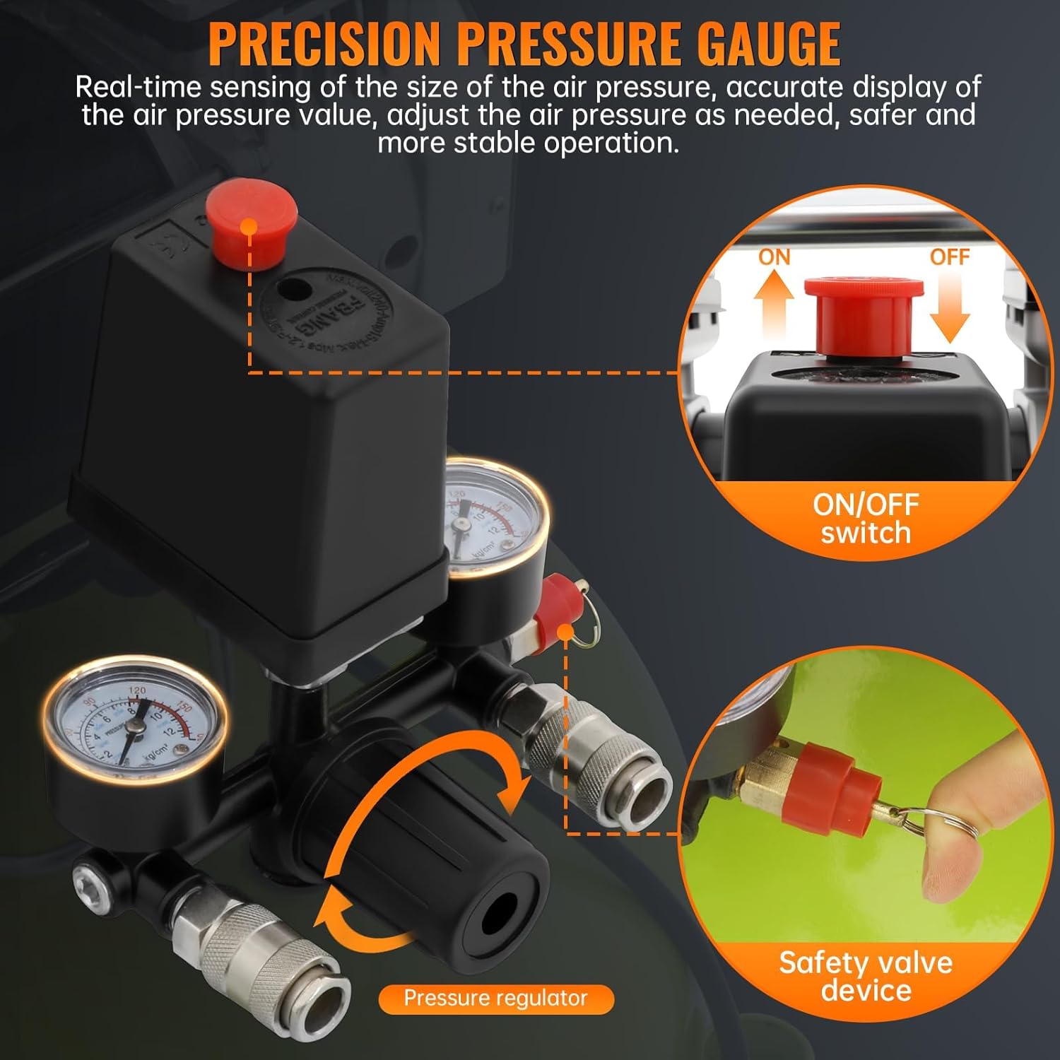 13 Gallon Air Compressor,2HP 4.2SCFM @90PSI Ultra Quiet and Oil-Free Air Compressor,115PSI Max Pressure,75 dBA Noise Level,Oil Free Compressor Tank for Auto Repair, Tire Inflation, Spray Painting