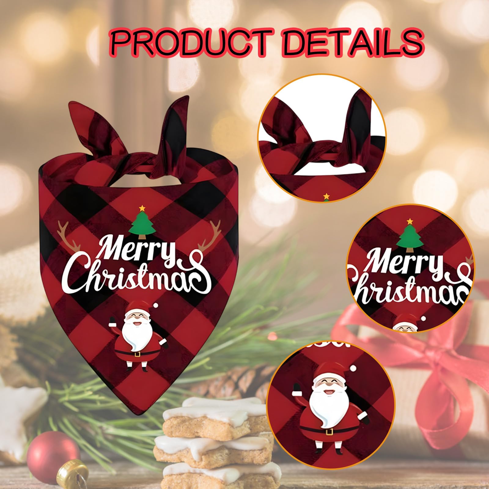 6 PCS Christmas Dog Bandana Set Holiday Pet Scarves - Image 3