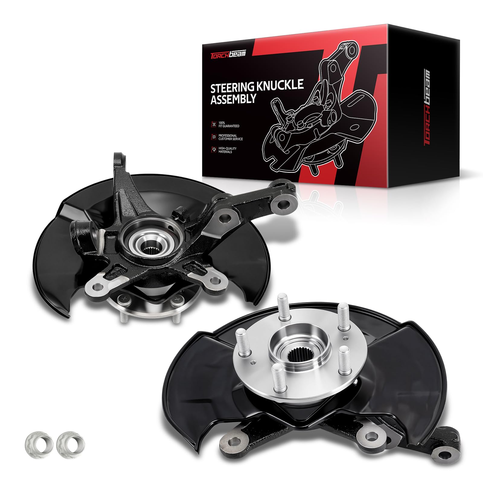 Torchbeam Front Knuckle Wheel Hub Bearing for 2006-2011 Honda Civic | Replaces 698-450/698-451,2pcs Passenger and Driver Side Steering Knuckle & Wheel