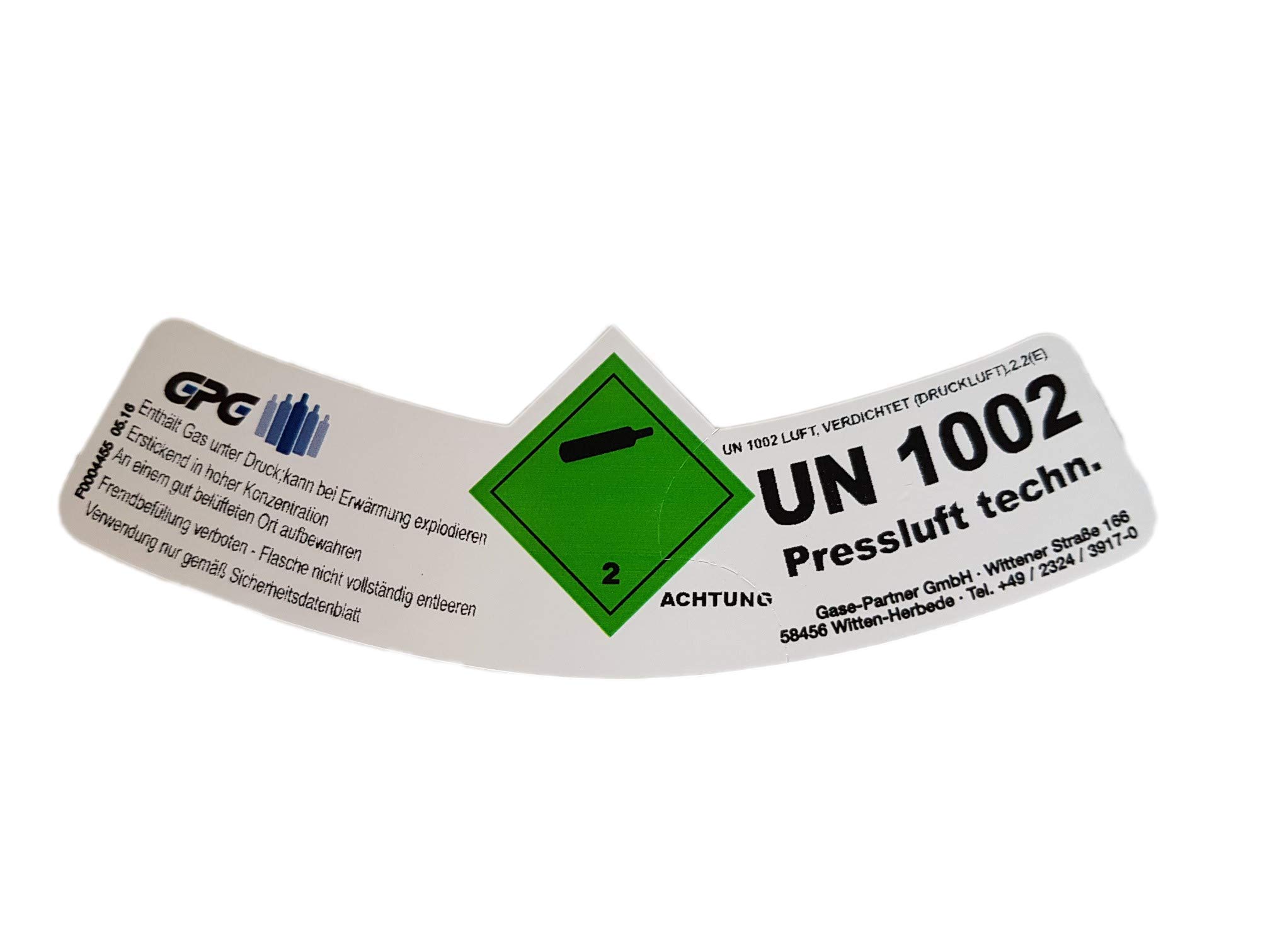 Druckluft 10 Liter Flasche,Pressluft 200 bar/NEUE Gasflasche (Eigentumsflasche), gefüllt - 10 Jahre TÜV ab Herstelldatum, EU Zulassung - made in EU