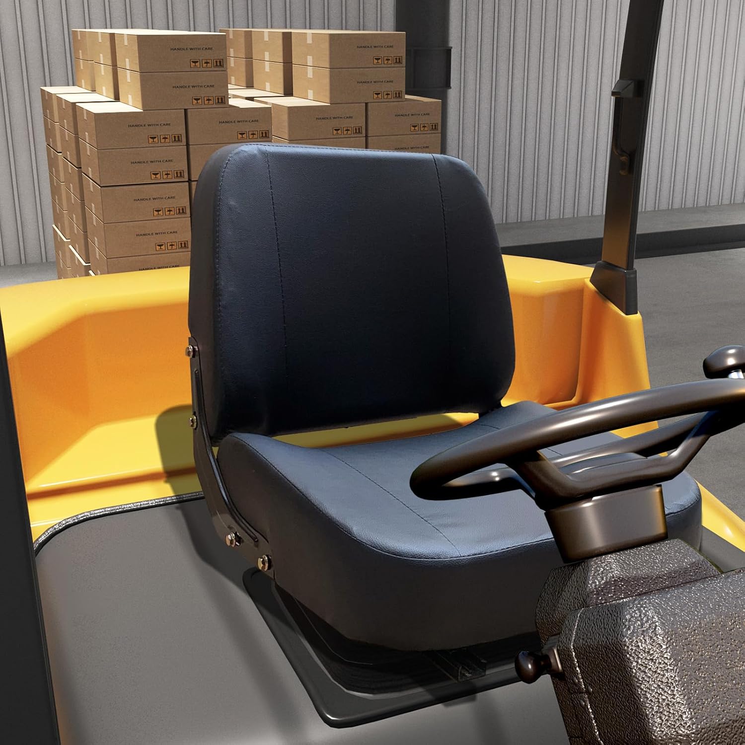 Universal Forklift Seat Tractor Seat with Adjustable Slide Track and Tool Bag, For Excavator Skid Loader Backhoe Dozer Telehandler