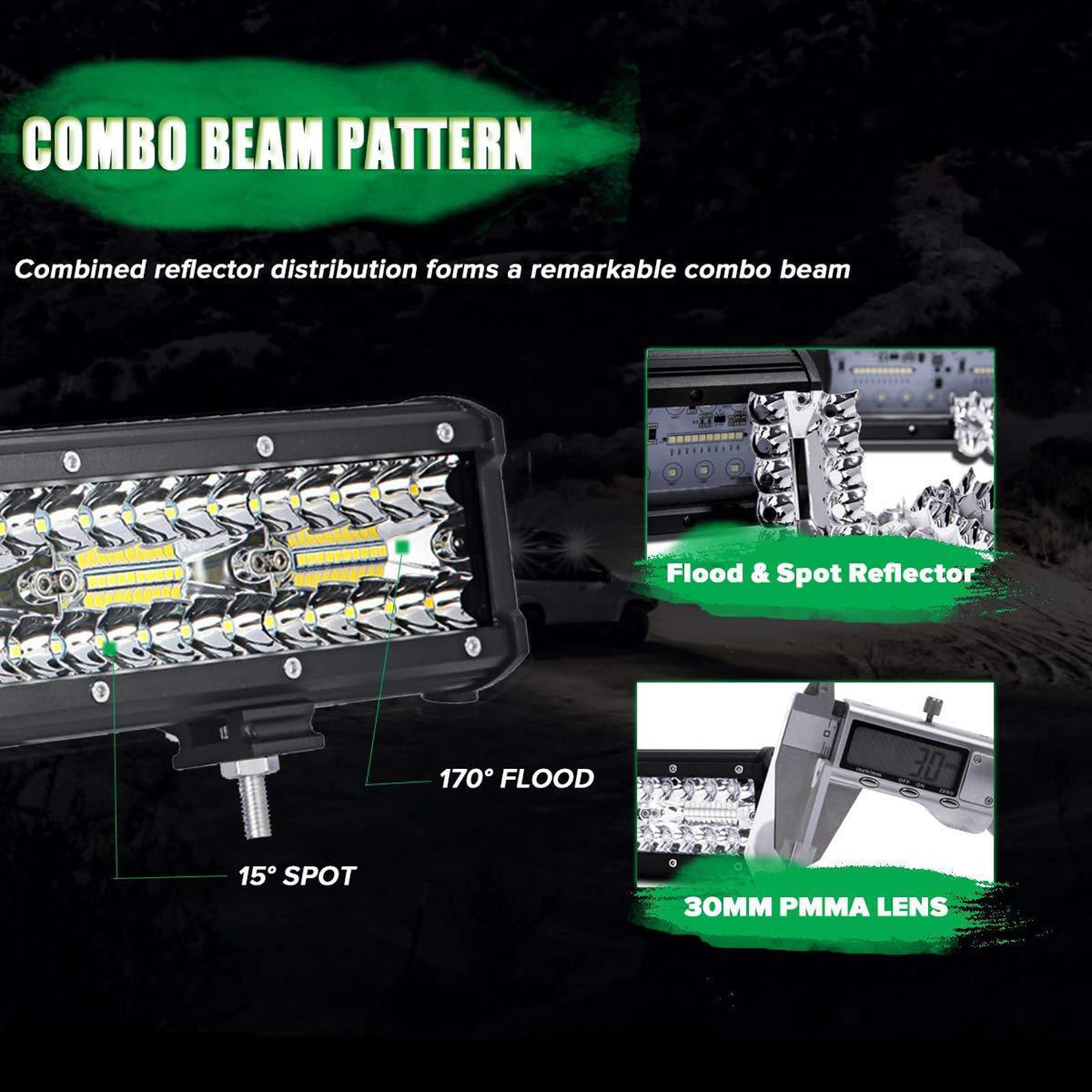240W LED Light Rod 12 Pollice per la Guida Notturna con Robusto Alloggiamento In Alluminio Fuoristrada Avventure Campeggio Cantiere Luce