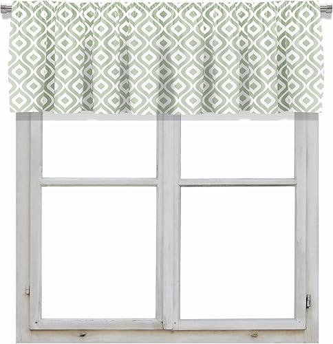 Cenefa de cortina corta opaca con bolsillo para cortinero, diseño geométrico a cuadros, para decoración de cocina, dormitorio, 52 x 18 pulgadas,