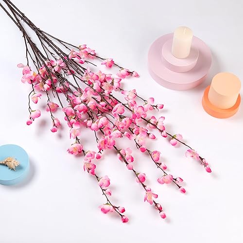 Miniatura 5 de 4 piezas de flores artificiales de ciruelo, arreglos de ramas de flor de cerezo de seda falsa para boda, oficina, fiesta, hotel, patio, hogar,