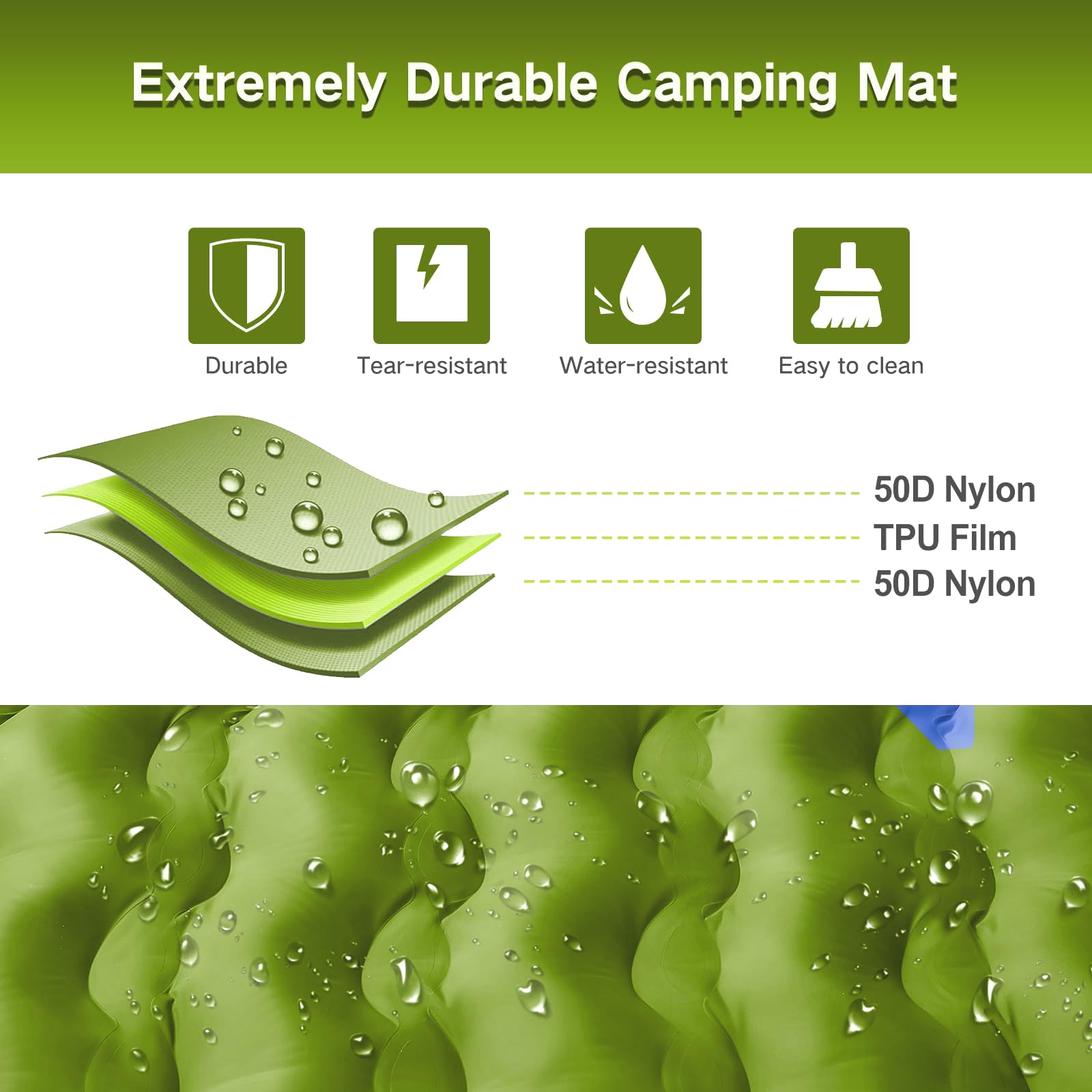 FNARMW Double Sleeping Pad Camping, Self Inflating 6'' Extra-Thick 2 Person Pillow Built-in Foot Pump Waterproof Inflatable Sleeping Mat Backpacking, Tent, Hiking, Portable Camping Pad (Yellow Grey)