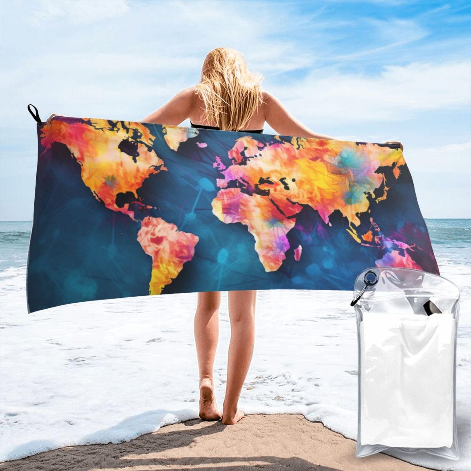 Serviette microfibre compacte contre l'encombrement en randonnée et camping motif abstrait