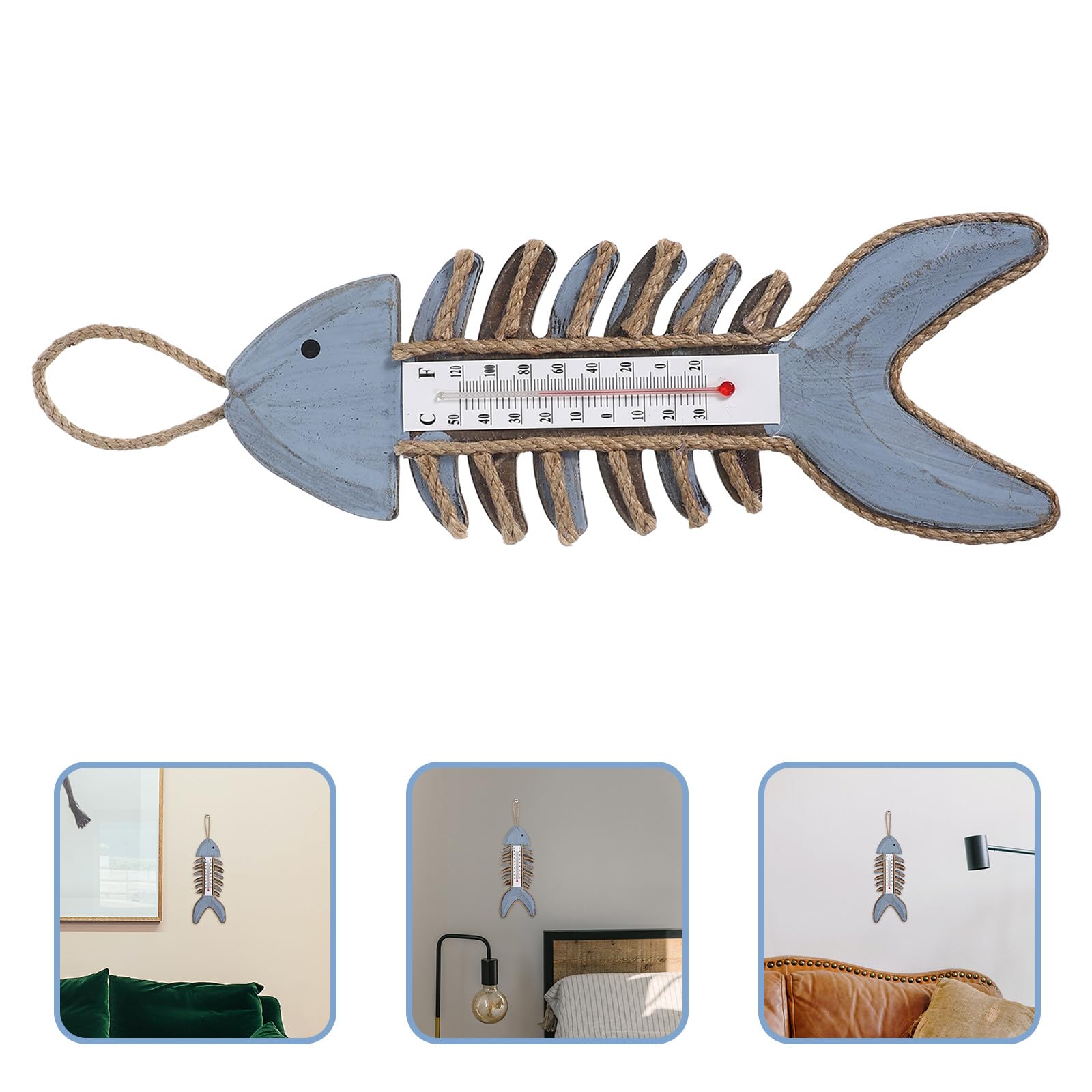 Uonlytech Termómetro de Pared Diseño Náutico para Interior y Exterior, Medidor de Temperatura para Jardín, Patio y Sala de Estar, Montaje Sencillo