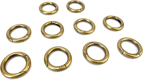 Miniatura 10 de 10 piezas de mosquetones redondos dorados de 0.453 in de resorte de 0.453 in, hebillas a presión para llavero, bolsa, monedero, fabricación de