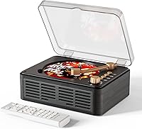 CARONSORT Retro Wooden CD Player with Bluetooth Speakers, FM Radio, Bass Boost, USB/AUX - Portable Home Music Player w/ Remote Control