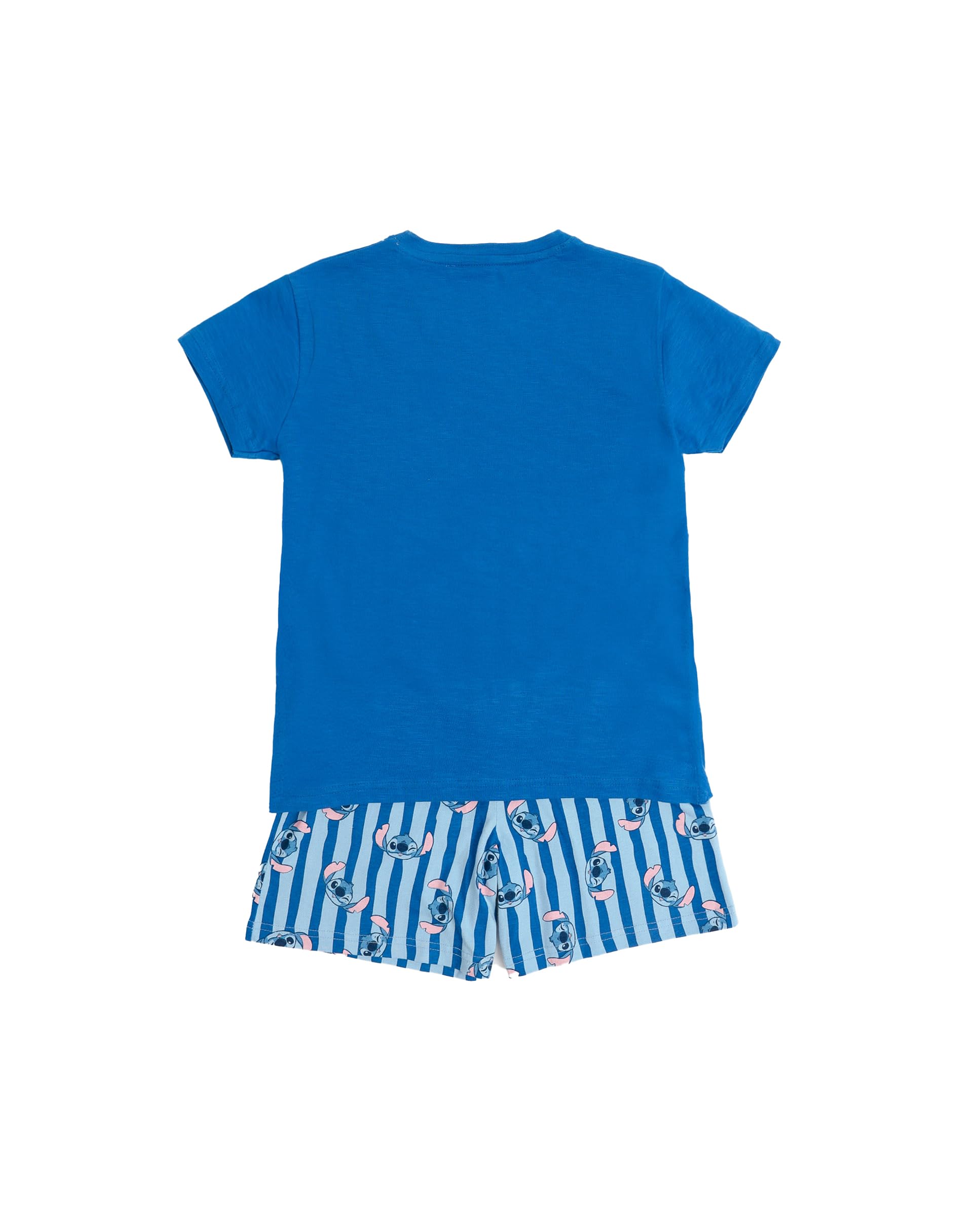 Disney Pijama niño Verano 100% algodón - Pijama Manga Corta Stitch Waves para niño – pantalón Corto con Cinturilla elástica Estampado – Tejido Suave al Tacto, Azul - Talla 8 años