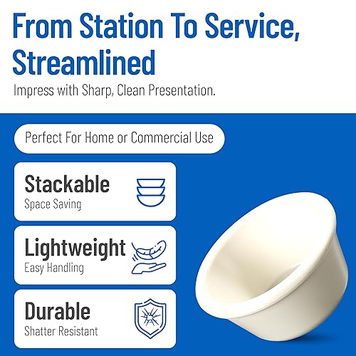 Miniatura 3 de Carlisle FoodService Products 4312342 SAN Ramequin liso estriado, capacidad de 3 onzas, altura de 1.43 pulgadas, hueso (caja de 48)
