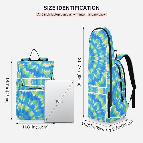 Miniatura 3 de Sporting Goods Tennis Bag BreathableTie-dye Blue Green Circle 2 Rackets Padded Tennis Bag Gym Bag for Men Women Tennis Sport Tenis para