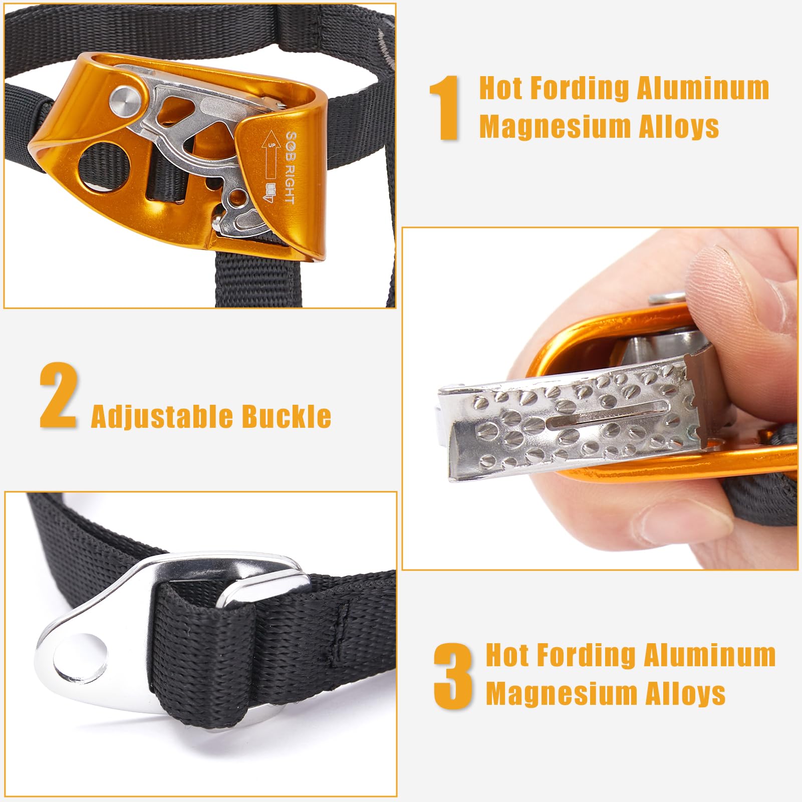SOB Steigklemme Klettern Fußlift Rechts und Links für Bergsteigen, Klettern, Feuerrettung oder technischer Schutz Foot Ascender