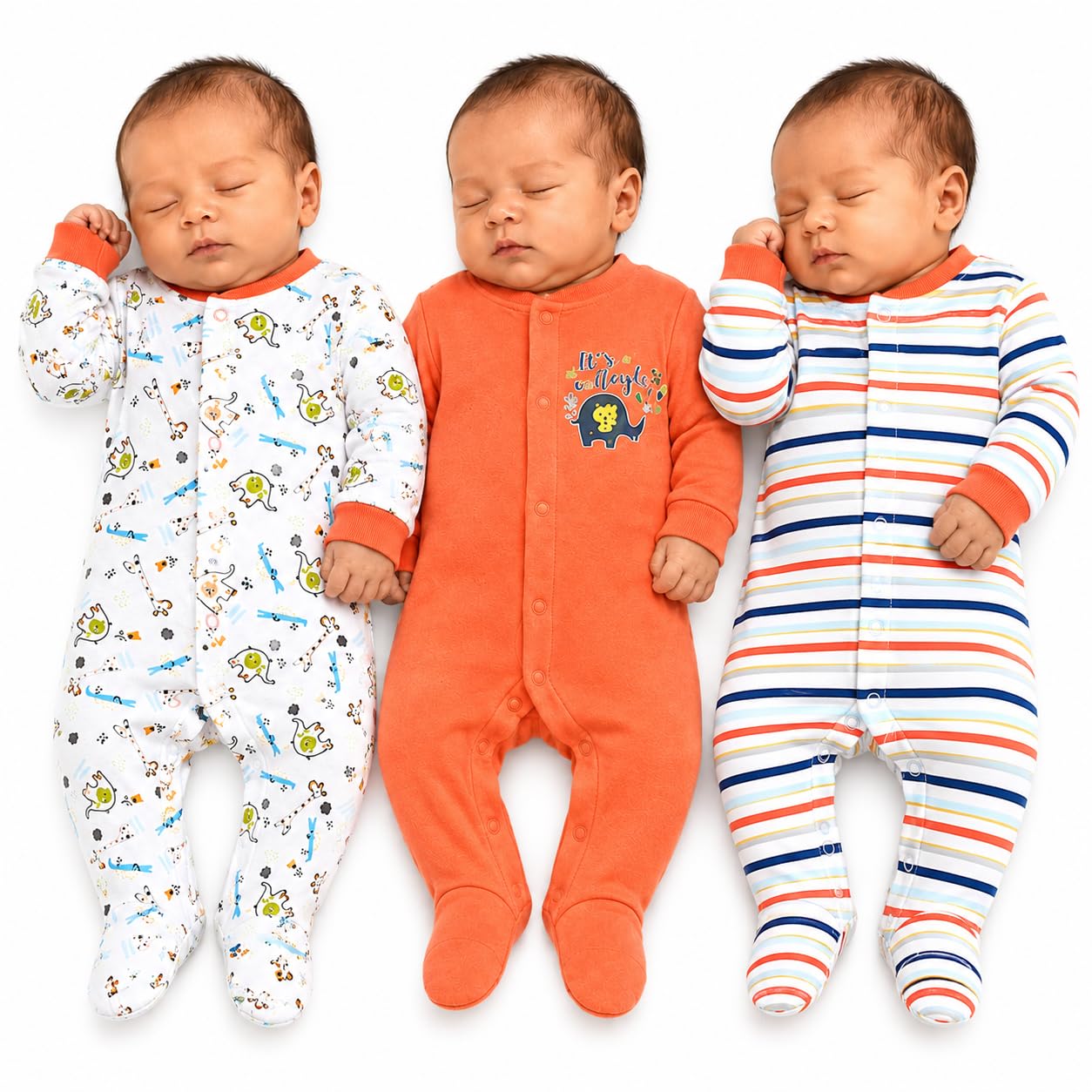 100% Cotton Rompers Full Sleeve Sleepsuits Baby Boys & Baby Girls Rompers-image-1