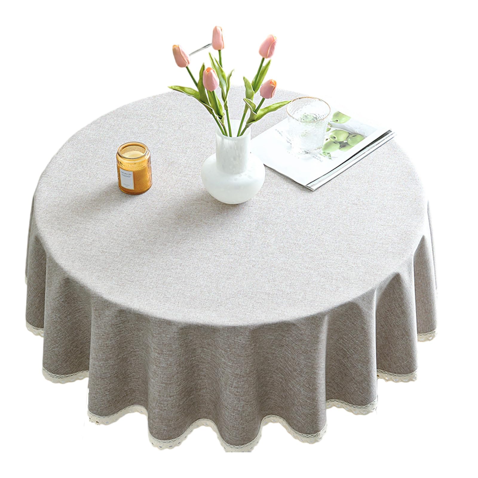 Carotoe E Caroto Round Waterproof Tabl Cover For Kitchen Dining Oilproof Asy Maintenanc Tear Resistant Hom Decoration Oil Resistant Polyester Tablecloth
