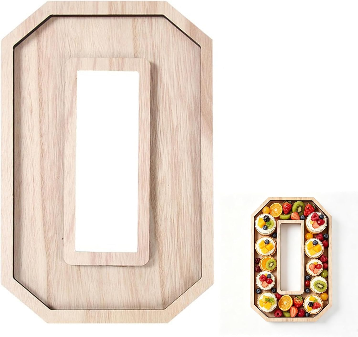 Pxvelcn Wooden Number Charcuterie Tray, Reusable Wood Serving Platter, Number Shape Tray for Anniversary Birthday Decoration (0)