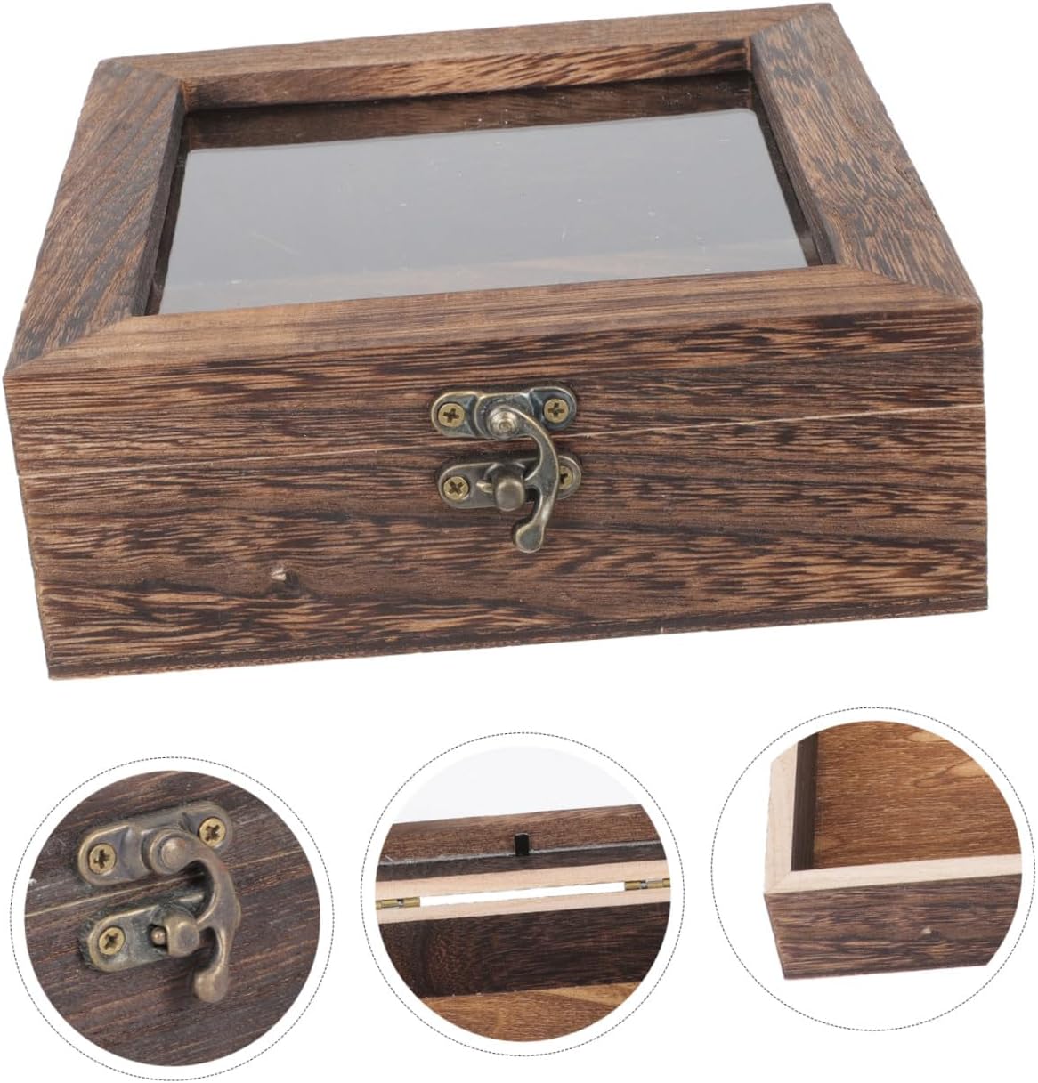 GALPADA 3pcs Retro Specimen Display Box Vintage Style Sample Container Transparent Lid for Jewelry Crafts Lock Multi-functional Storage Carbonized