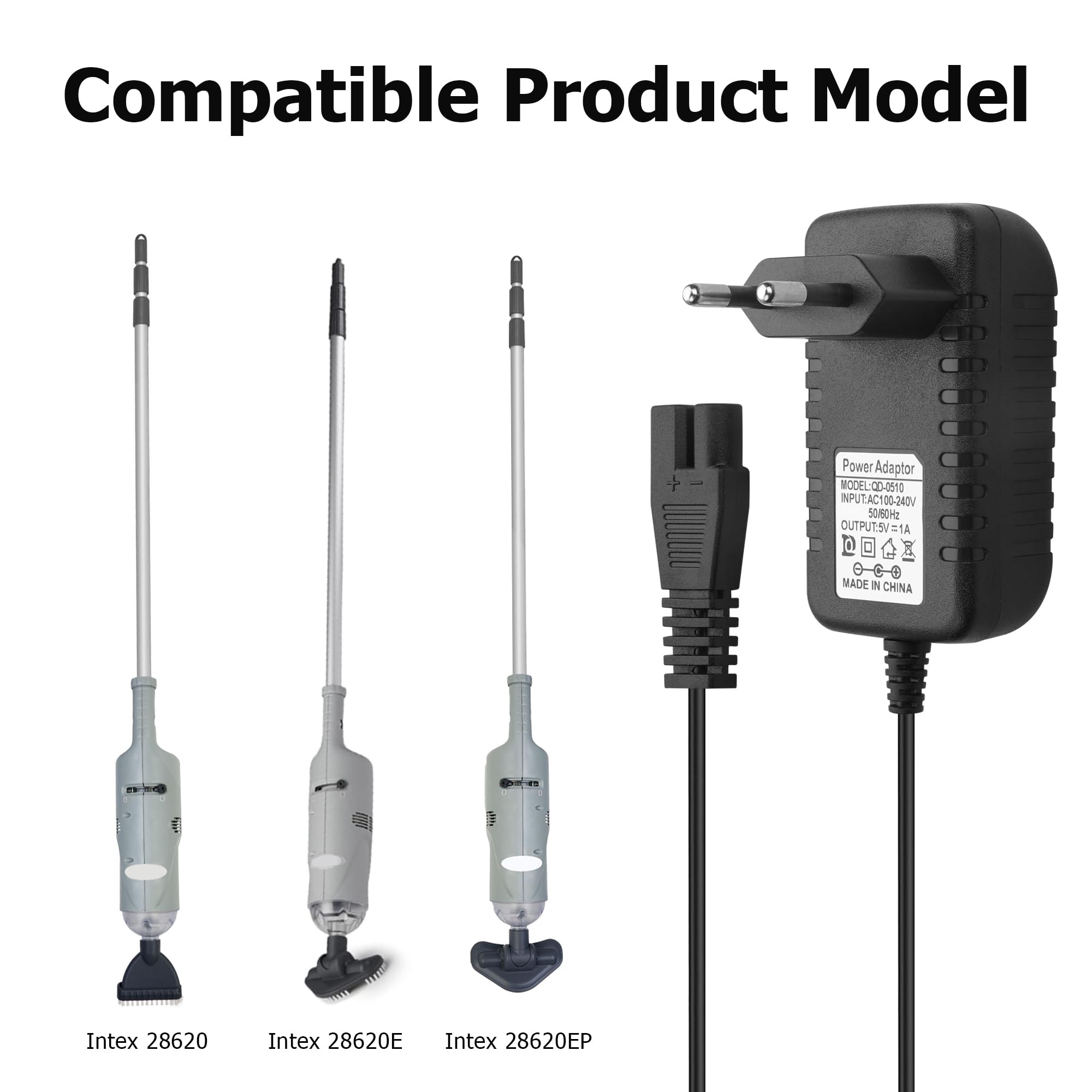 YAODHAOD 5 V 1 A adapter do ładowarki Intex 28620, 28620E, 28620EP, elektryczna golarka, kabel zasilający adapter