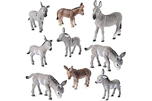 9 PCS Mini Donkey Figurines Collectible Set