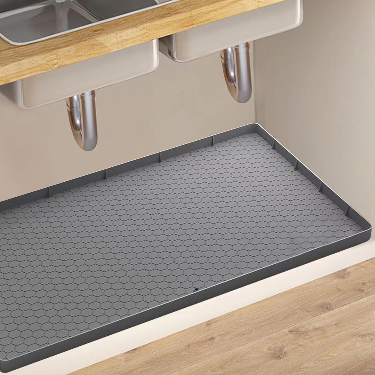 PADOOR Under Sink Mat 34” x 22” Waterproof Liner for Kitchen and Bathroom Cabinet, Shelf Protector, Multipurpose, Organizers and Storage, Flexible Silicone Sink Drip Tray-image-14