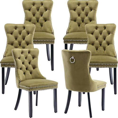 Miniatura 68 de Juego de 2 sillas de cocina y comedor de terciopelo, respaldo exterior capitoné, tapizadas en terciopelo, estructura de madera maciza (celeste, 2