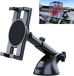 East Leaf 車 タブレットホルダー 吸盤式 スタンド iPad対応 車載 ホルダー 伸縮アーム 角度調整 ブラック