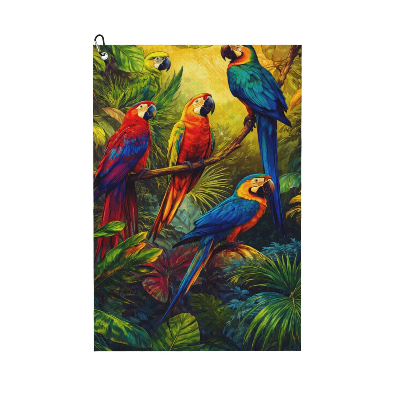 Oudrspo Colorful Parrot Multi-Functional Golf Towel | Absorbent Quick Drying 16x24in