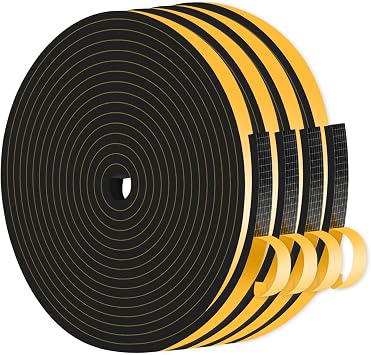 Draft Excluder Tape,High Density CR,Black,6mm x 3mm x 16M