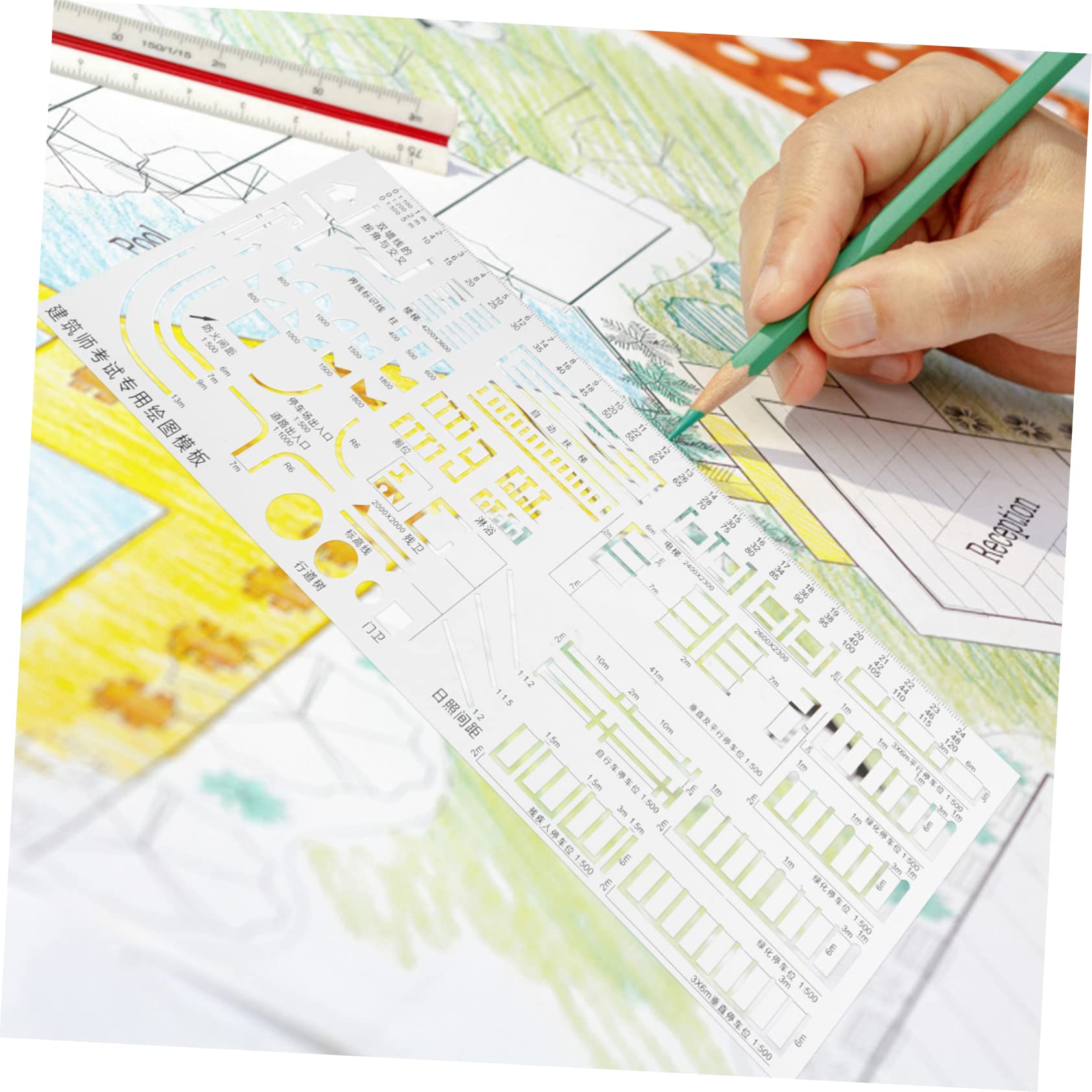 SHINEOFI 4pièces Règle De Conception Règle à Dessin Plastique Outil De pour Croquis Pochoir pour Traçage De Et Formes Fournitures Architecture
