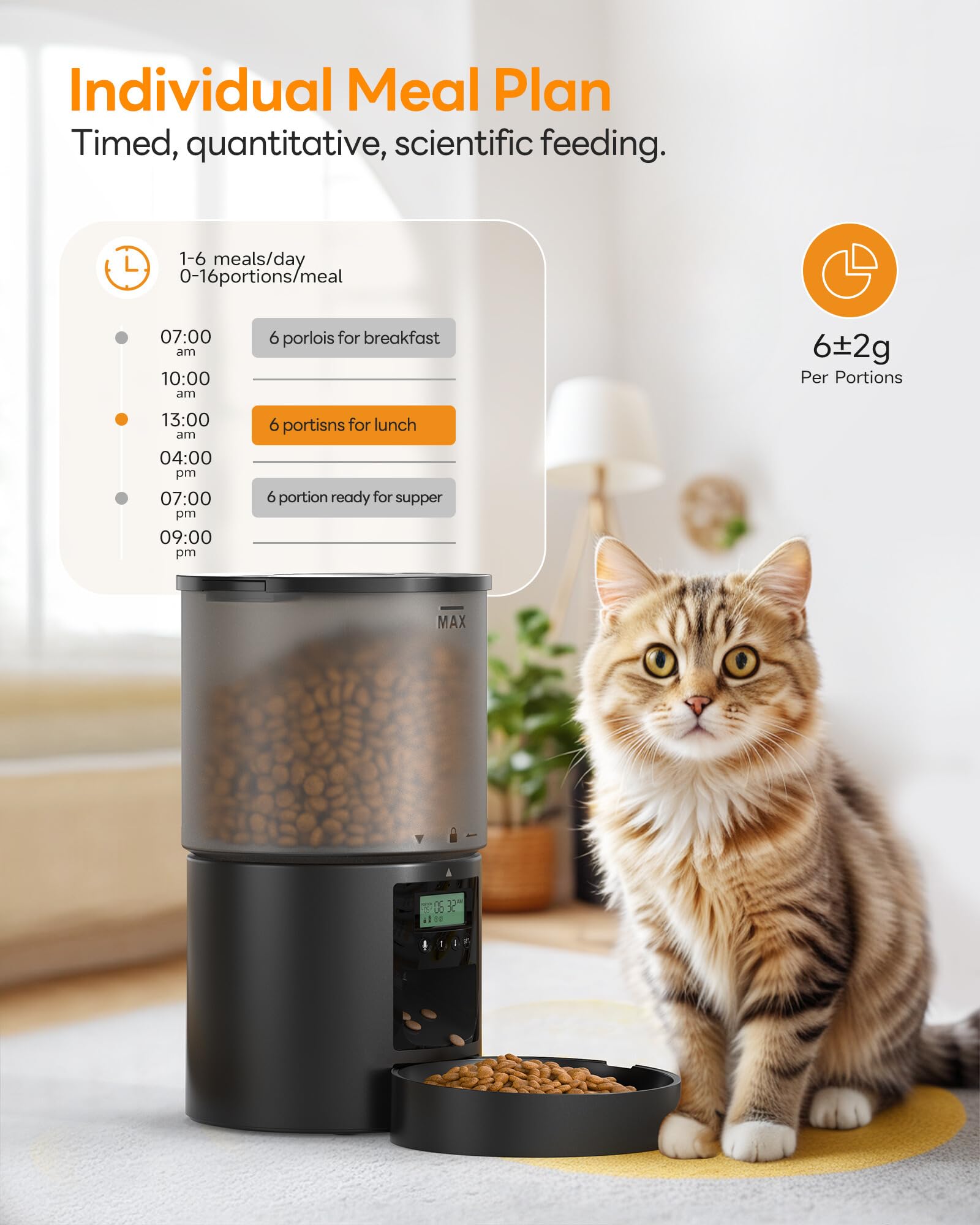 Mangiatoia automatica per gatti da 6 l, con programma di alimentazione, timer – 10s reputazione per cibo – Ciotola con mangiatoia automatica – Mangiatoia automatica – Mangiatoia automatica per gatto