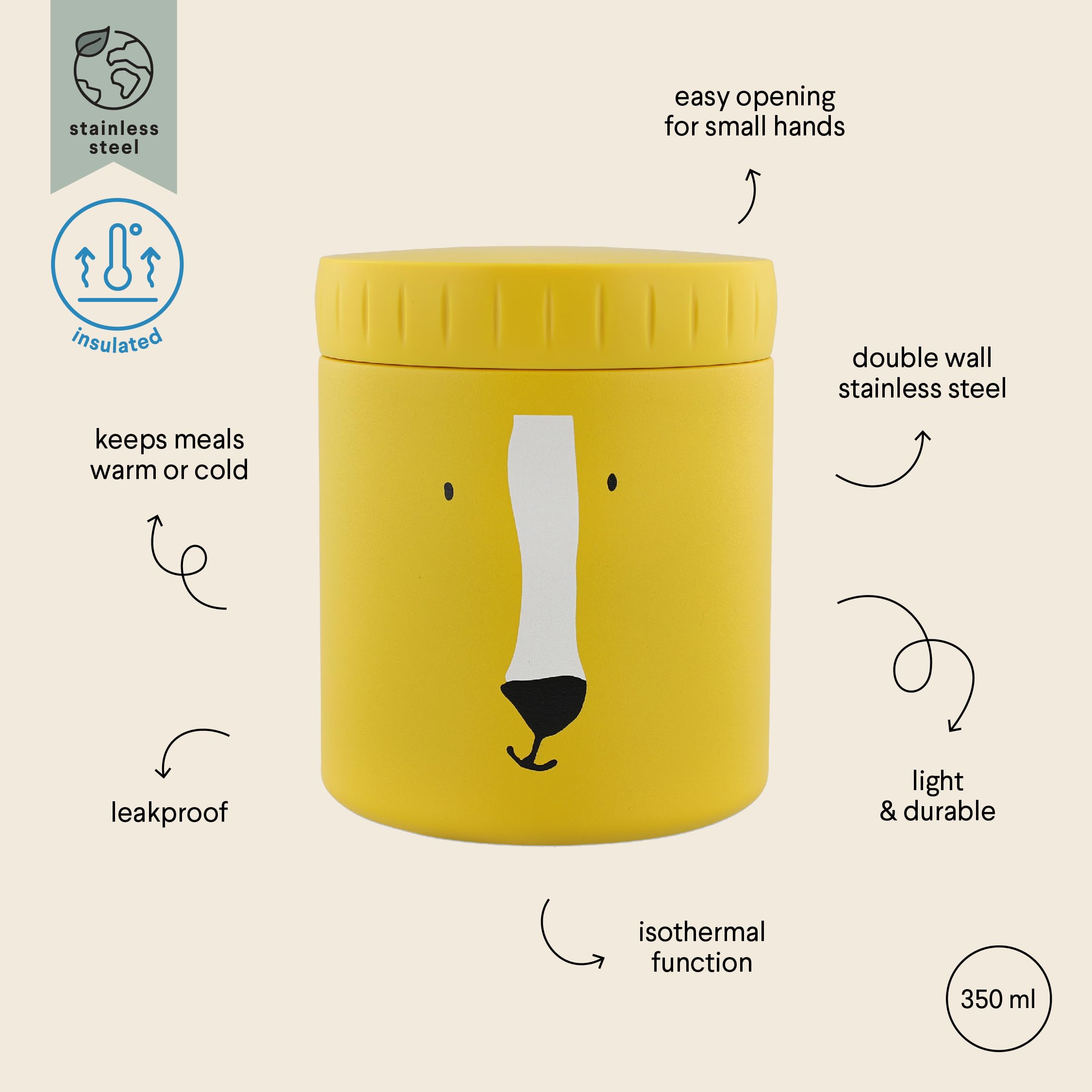 Trixie - Bocal alimentaire isotherme Mr. Lion - 350 ml, Jaune