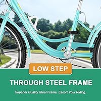 Vista 6 de LILYPELLE Adult Tricycle 7 Speed, 3 Wheel Bike Adult, 20/24/26 inch Wheels Cruiser Bikes with Cargo Basket for Seniors, Women, Men