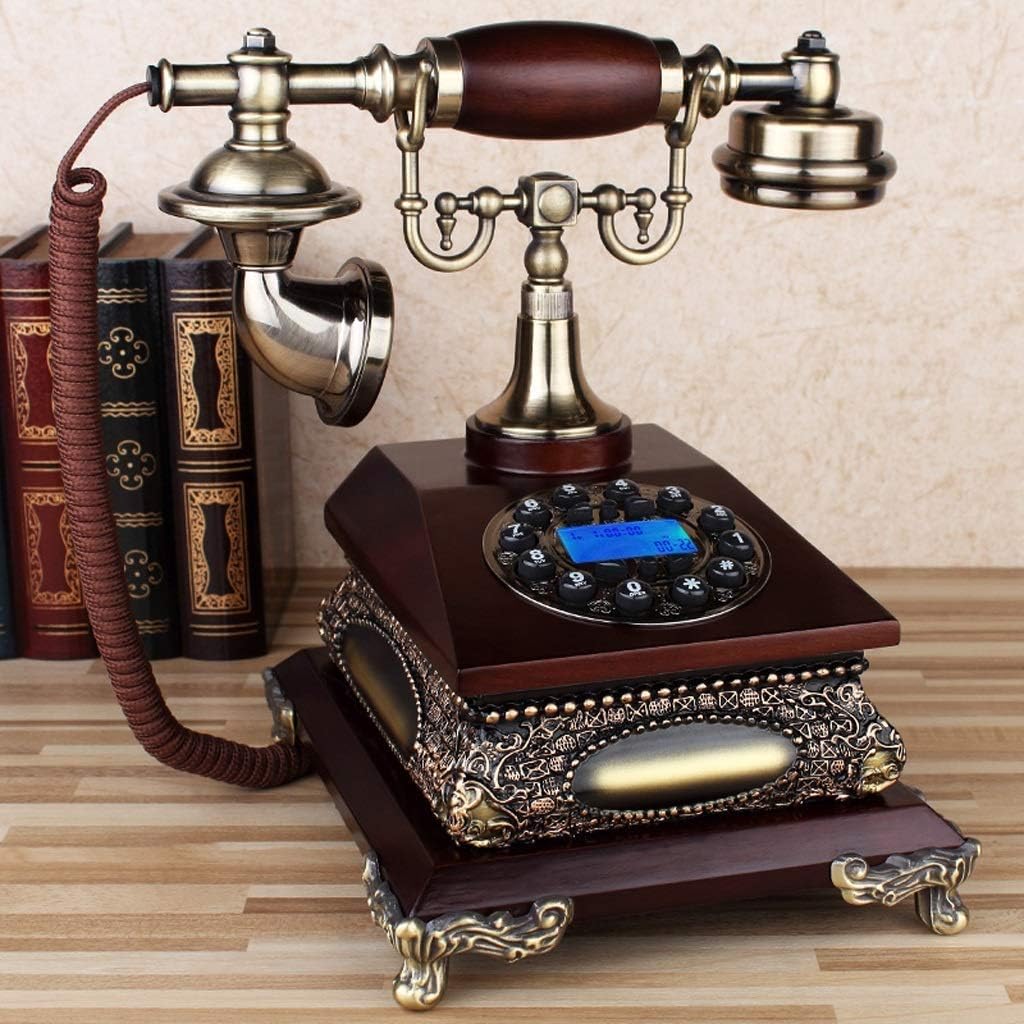 Zjq Phone European Family Solid Wood Metal Button Dial With Display Retro Landline Color Button Amazon Co Uk Kitchen Home