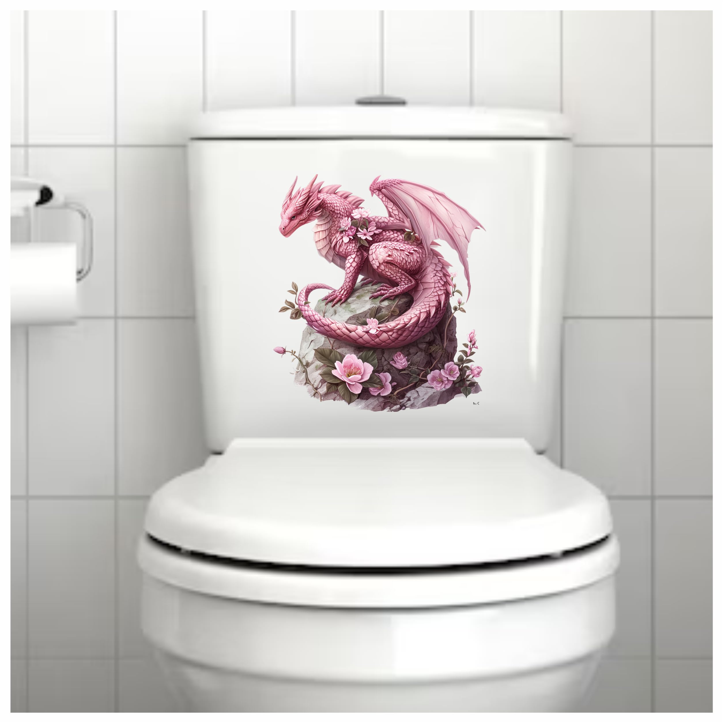 x4 Beautiful Dragon Vinyl Stickers Cover Marks Non Transparent Waterproof Decals 1@ 20cm Tall Ideal for Toilets or car. 3@ 7cm Tall Ideal for Phone case Cups & Wine Glass (Dragon - Image 2