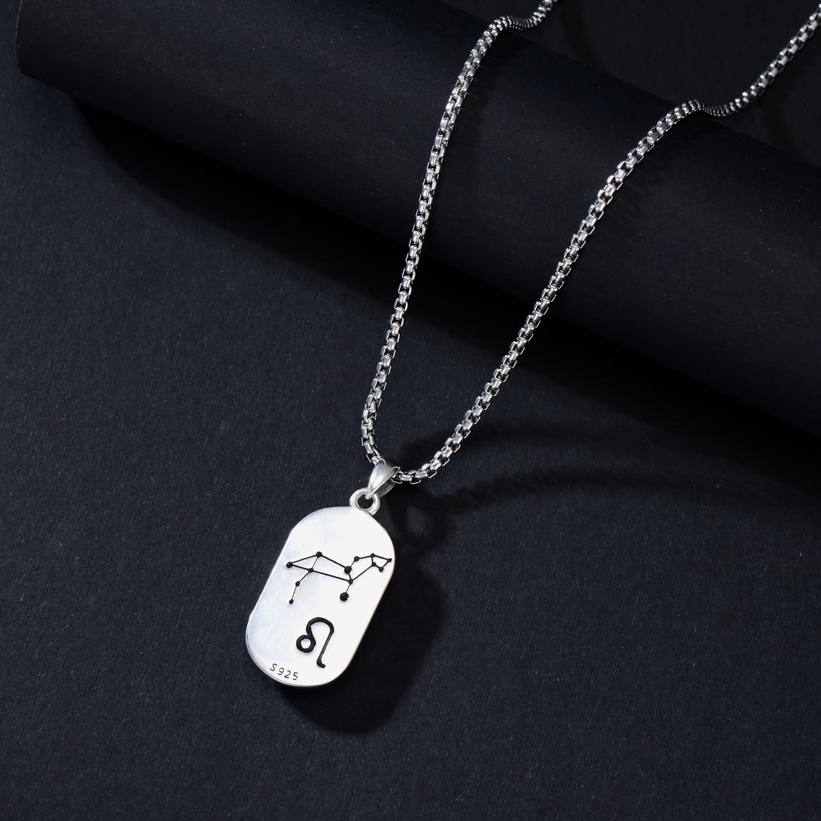 Sternzeichen Löwe Halskette für Herren Damen 925 Sterling Silber Leo Sternbilder Horoskop Anhänger Kette Schmuck Geschenke für Männer Frauen