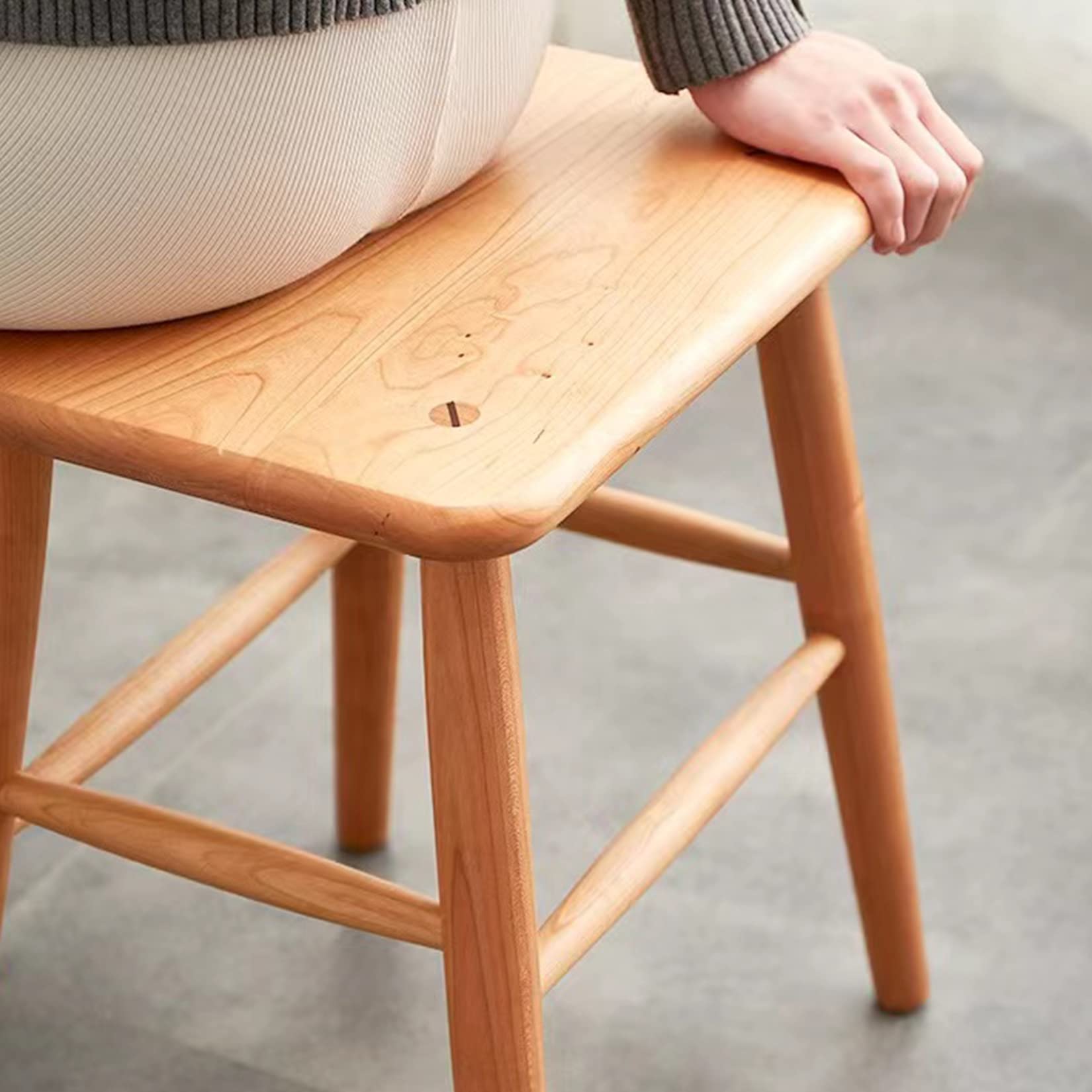 Amazon.co.jp: MU RONG スツール 木製 椅子 チェリー 無垢 幅