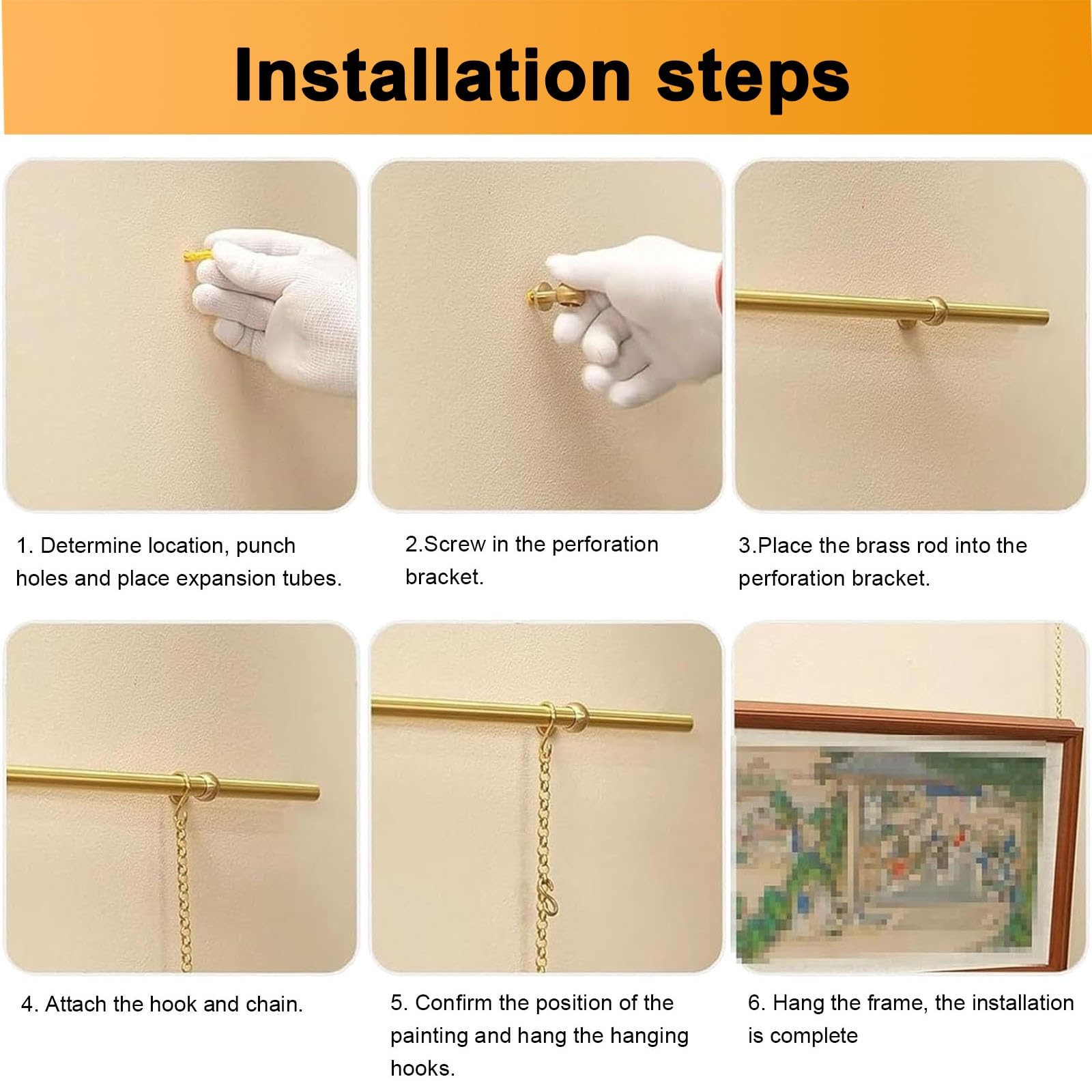 Kit de barra resistente para colgar cuadros, gancho ajustable para riel de galería, sistema de ganchos de pared para obras de arte comercial, barra de 43.3 pulgadas
