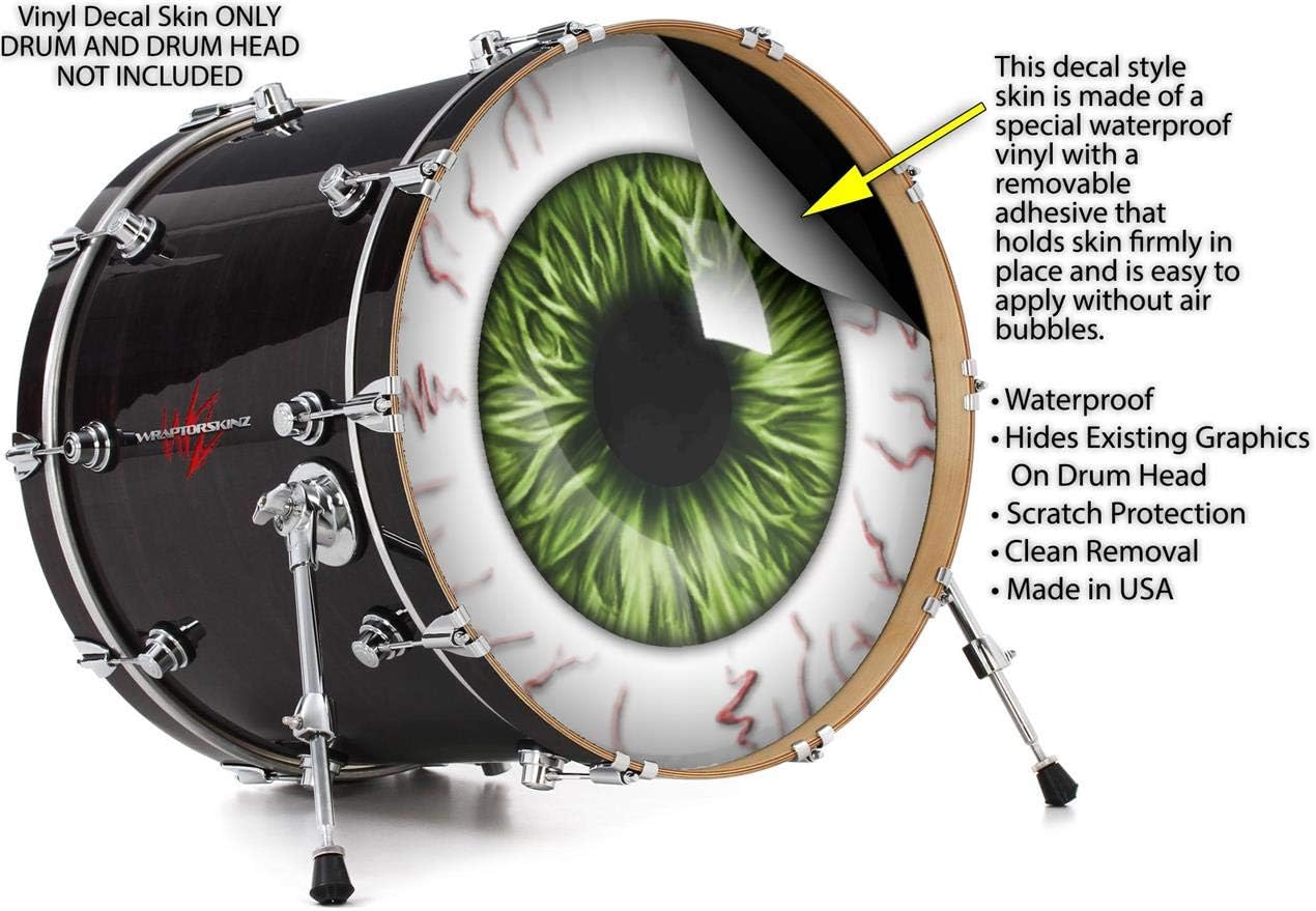 Vinyl Skin Decal Wrap for 22" Bass Kick Drum Head Eyeball Green - DRUM HEAD NOT INCLUDED