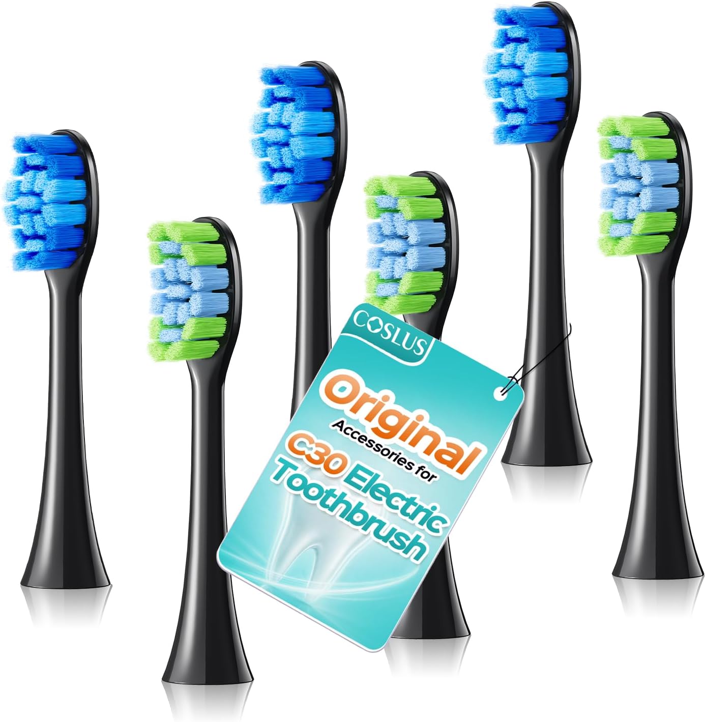 COSLUS C30 Sonic Electric Toothbrush Replacement Heads, 6 Pack