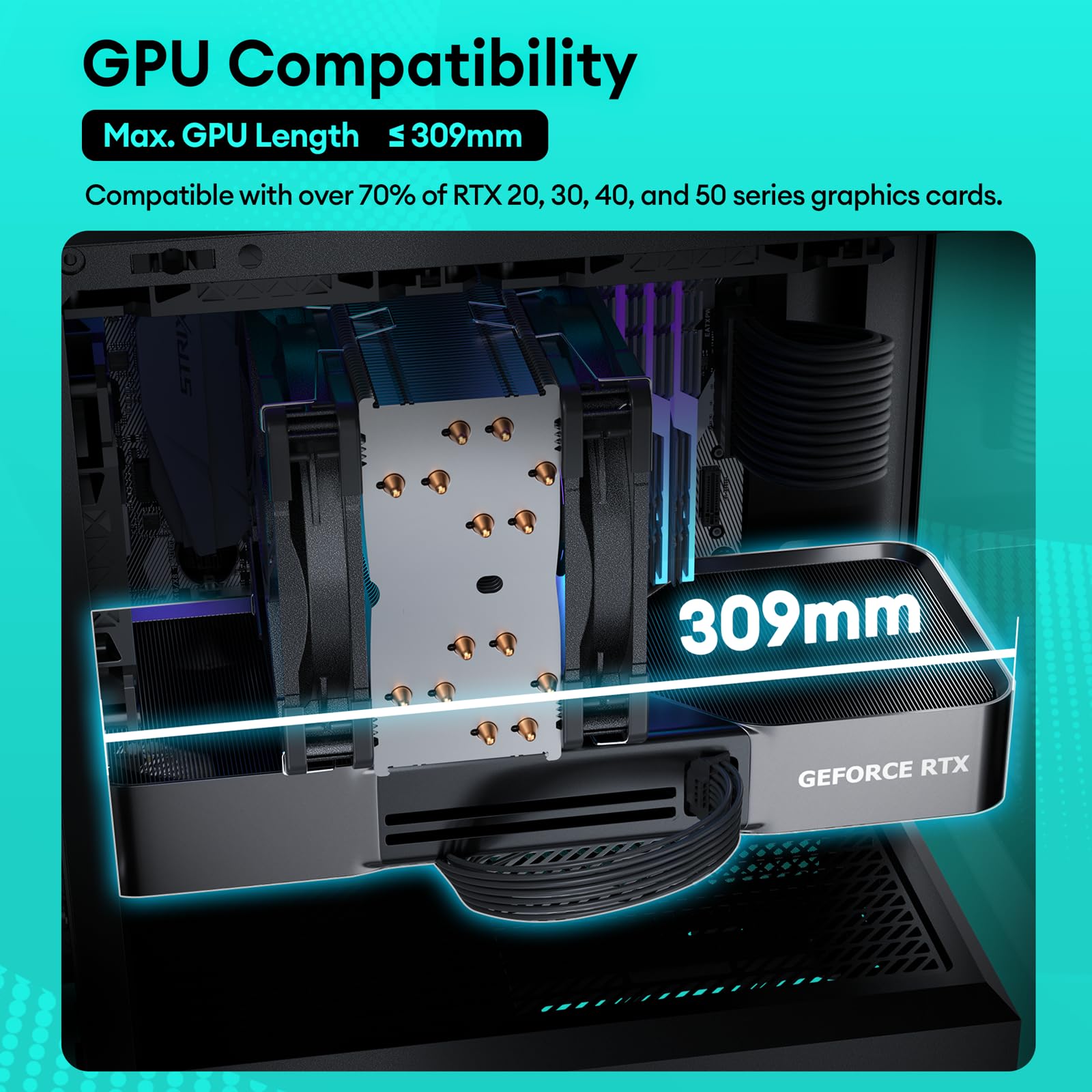 Okinos Aqua UNO - Custodia Micro ATX, senza supporto per radiatore, lunghezza massima GPU 309 mm, frontale e laterale in vetro temperato panoramico a sgancio rapido, ventole ARGB 3 x 120 mm