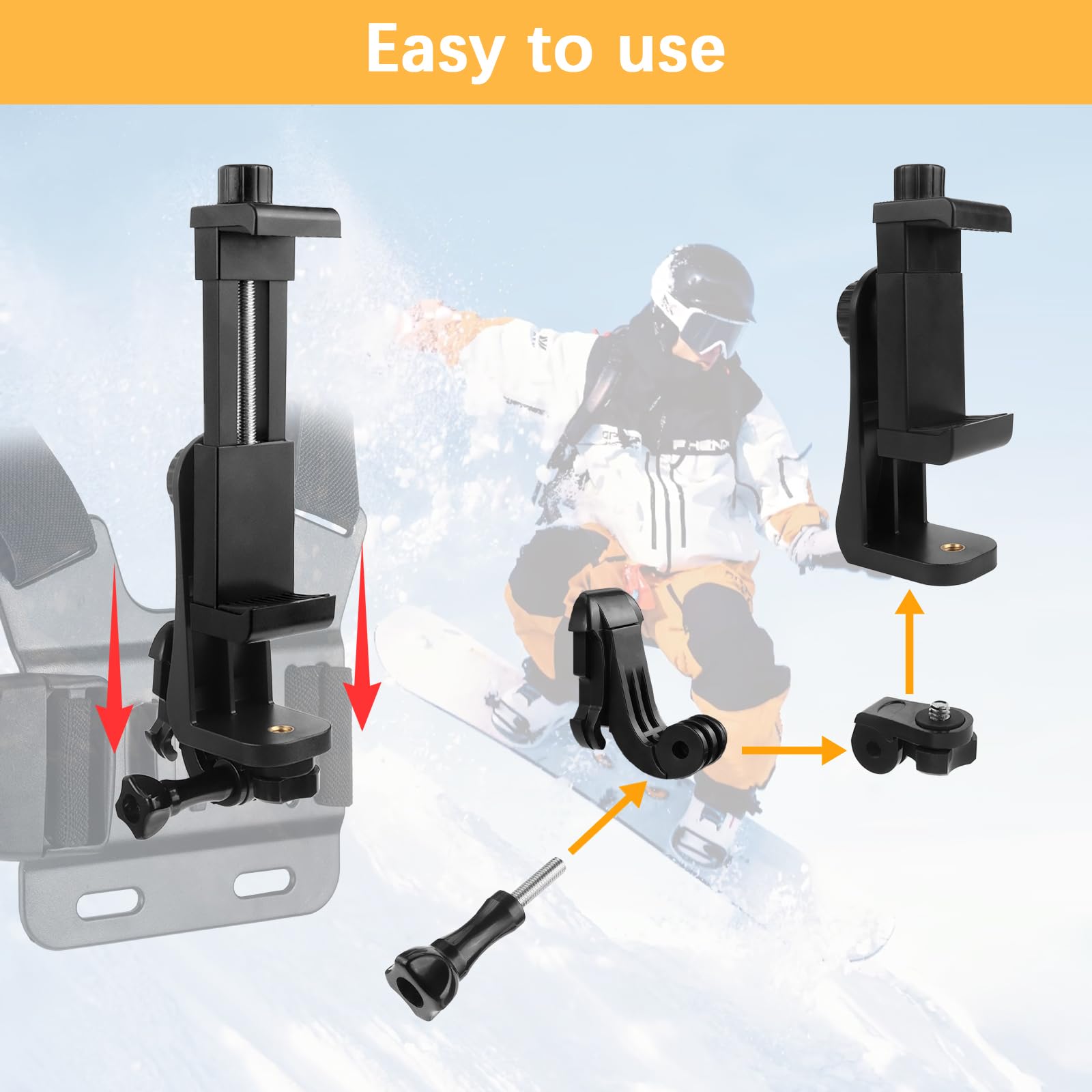 Arnés de Pecho Soporte de Pecho, Soporte Movil Pecho Camara Compatible con GoPro y Smartphone