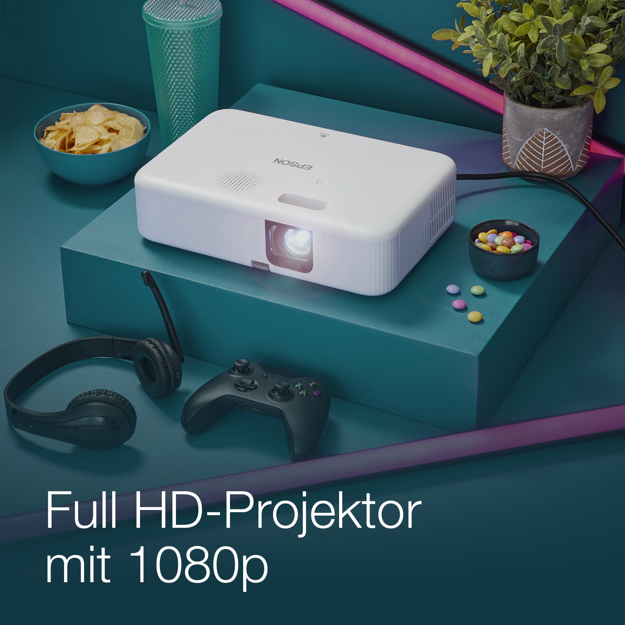 Epson CO-FH02 | Full-HD-1080p-Smart-TV-Projektor | Android TV | 3LCD | 3.000 ANSI-Lumen | 391"-Projektionsfläche | Einfache Einrichtung | Trapezkorrektur | HDMI | Für Zuhause und Büro | Weiß