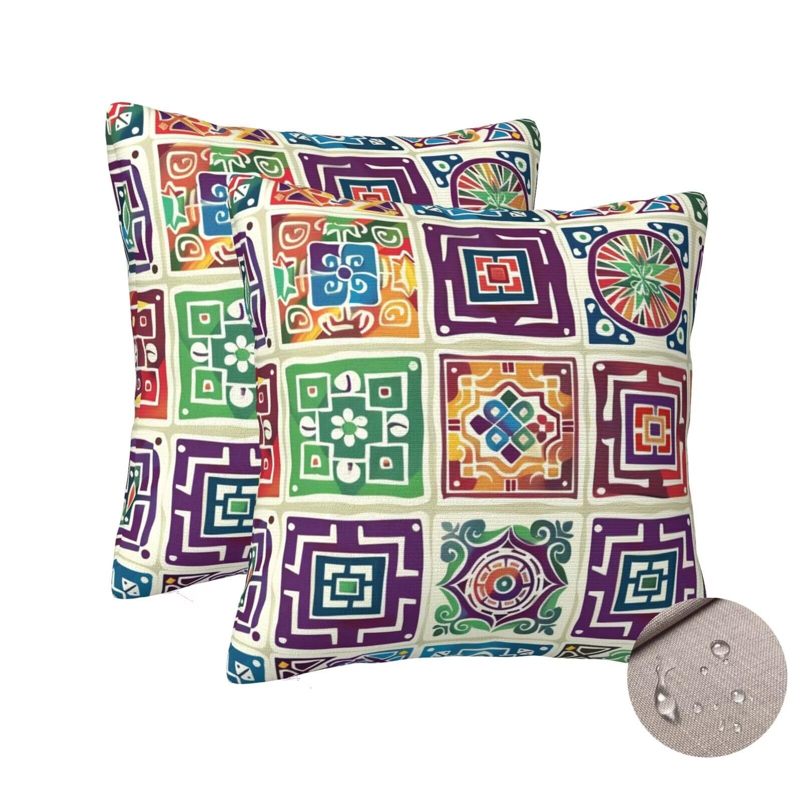 Housse coussin 60x60 cm imperméable lot de 2 pièces pour décoration de canapé extérieur