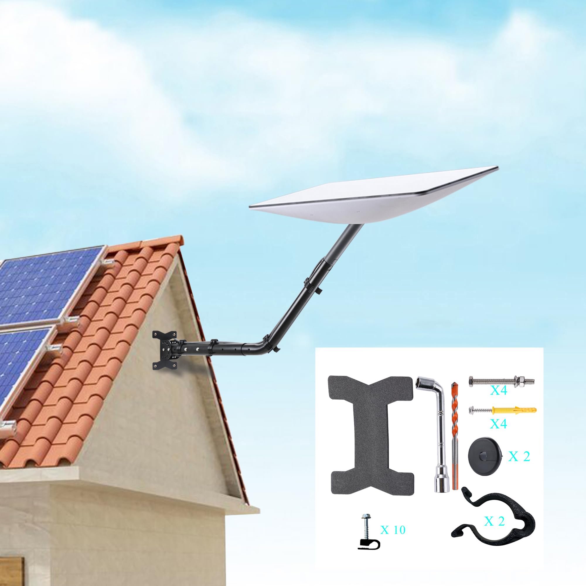 Outrai Adjustable Starlink Gen3 Wall Mount, Telescopic Wall Mount, Starlink V2 Kit for Starlink V3 Direct Mount, Pole Mount, Starlink Roof Mount for Starlink Internet Kit Satellite