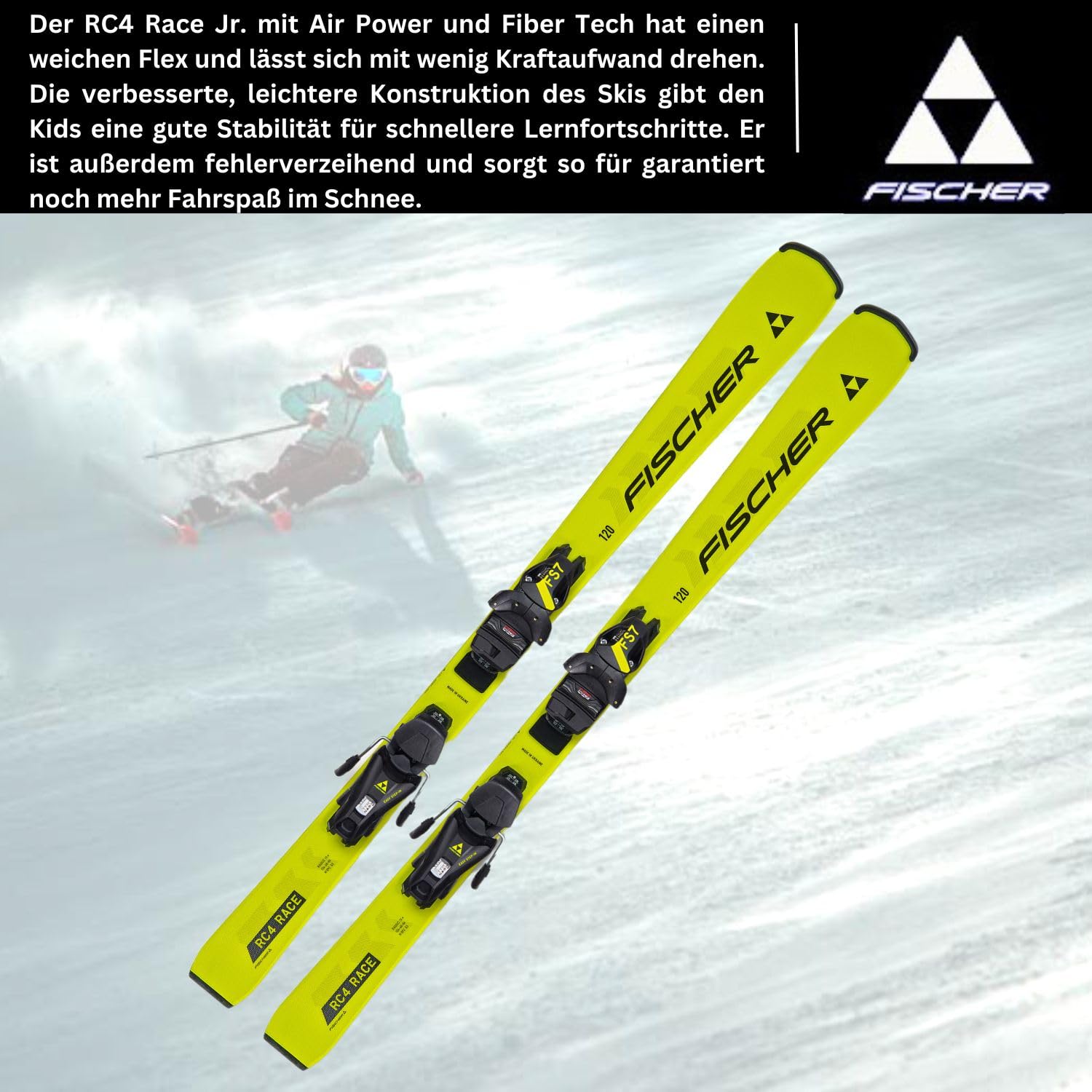 skis enfant/junior FISCHER RC4 RACE Jr. grip walk + Fischer FJ 4 AC