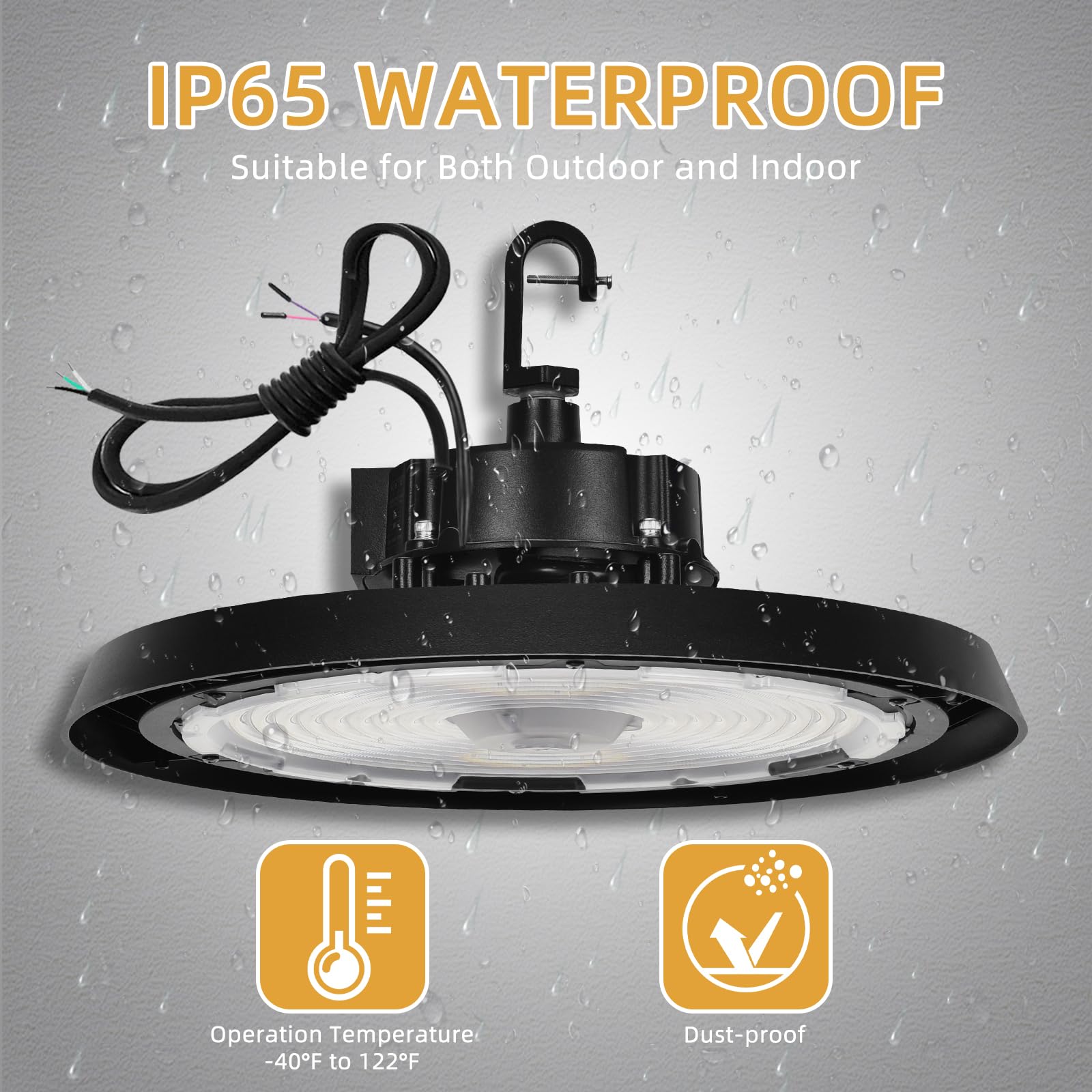 Zestaw 6 lamp UFO LED High Bay – 150 W, 24000 lm, 3CCT, ściemnialna, IP65, do garażu i magazynu, AC100-277 V, z certyfikatem DLC ETL(180/200/240W UFO,4PACK)